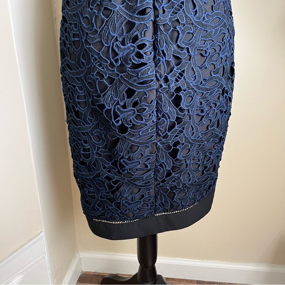 Adelyn Rae Sasha Mock Neck Tulip Hem Dress Navy Black Sz S - Picture 14 of 16